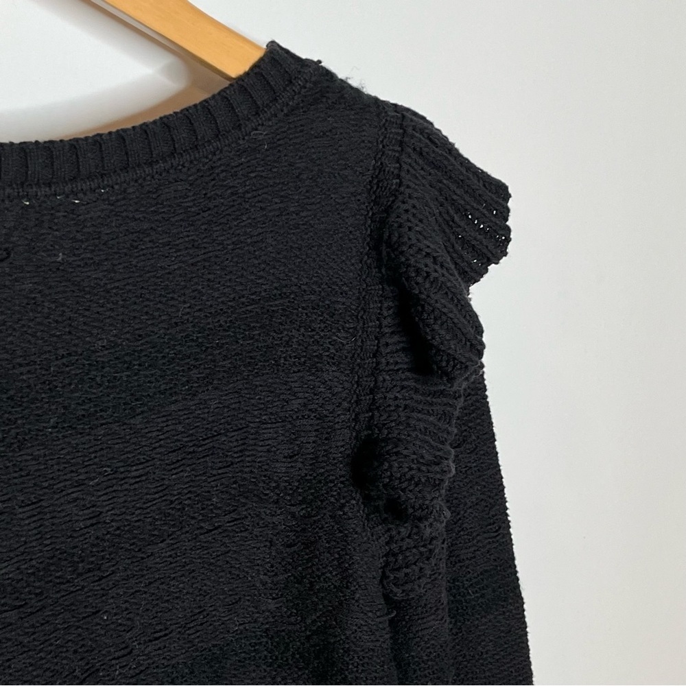 Anthropologie Pilcro Black Ruffled Fall Sweater Medium - Picture 12 of 13